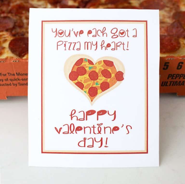 Pizza puns free printable Valentine card