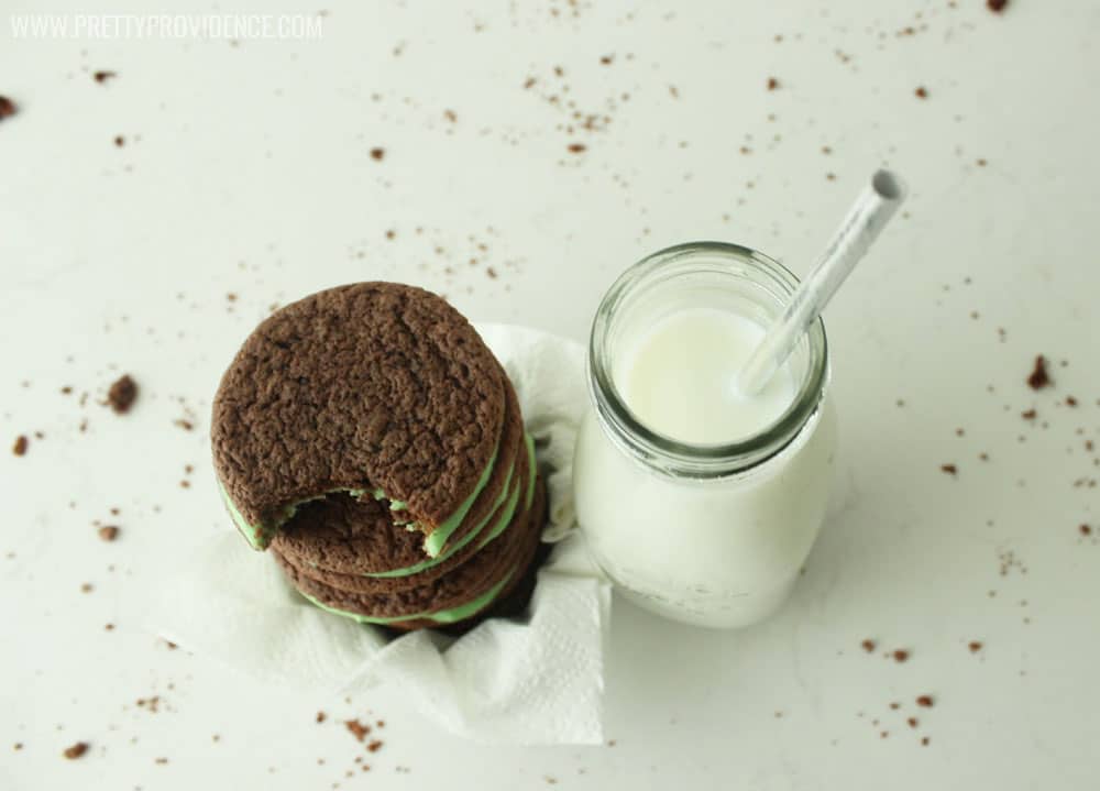 Okay these homemade mint oreos are freakin' amazing! They taste a lot like a mint fudge brownie, but are way easier and make a bunch more! I took them to neighbors and had rave reviews :). 