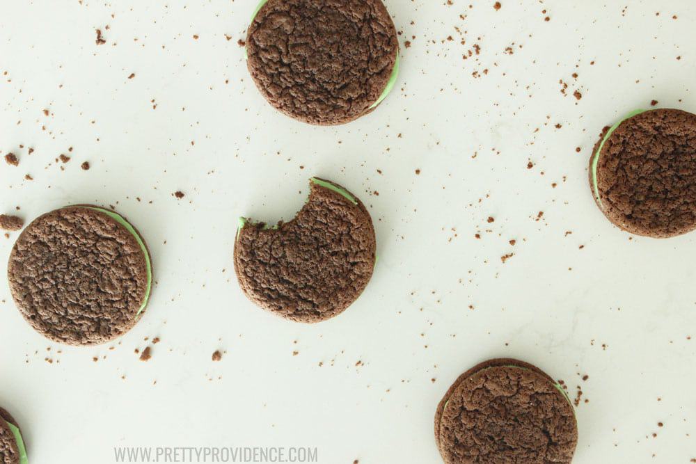 Okay these homemade mint oreos are freakin' amazing! They taste a lot like a mint fudge brownie, but are way easier and make a bunch more! I took them to neighbors and had rave reviews :). 
