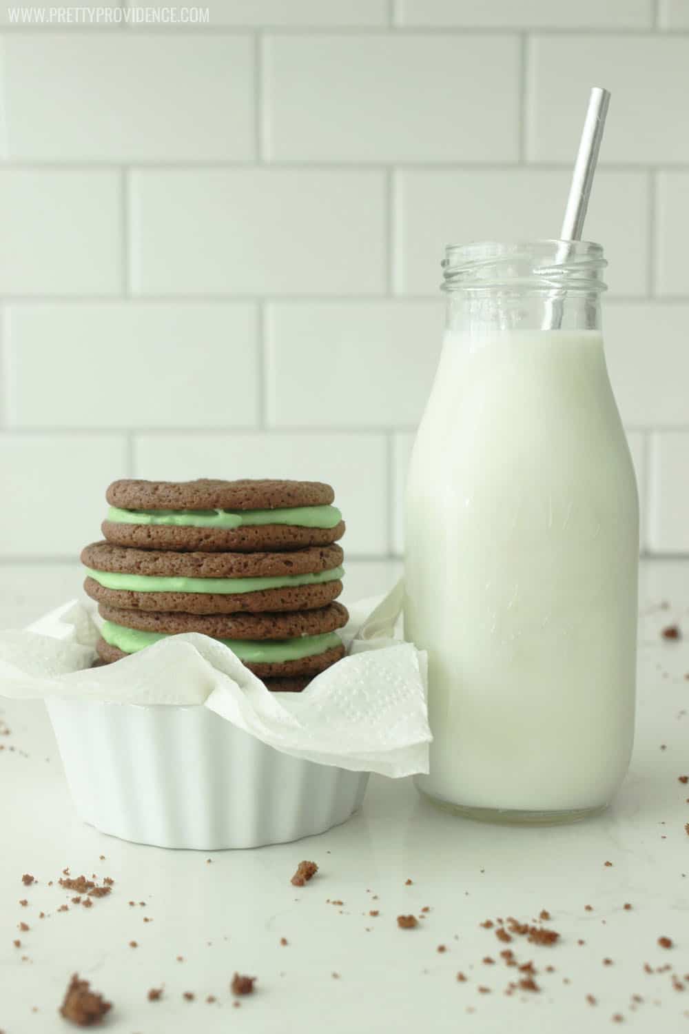 Okay these homemade mint oreos are freakin' amazing! They taste a lot like a mint fudge brownie, but are way easier and make a bunch more! I took them to neighbors and had rave reviews :). 