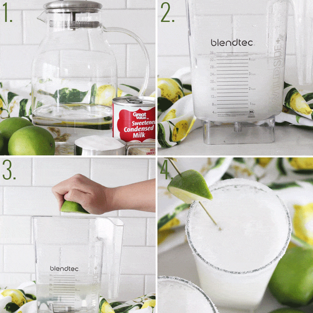 step by step process photo collage for Brazilian Lemonade