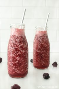 Okay these low cal blackberry cream slushes are amazing! Only 60 calories per serving, super easy to whip together and so refreshing!