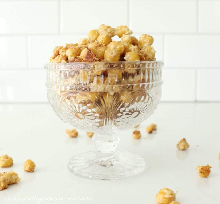 If you need a healthy and delicious snack, these roasted chickpeas are for you! So yummy, even my picky eaters love them!