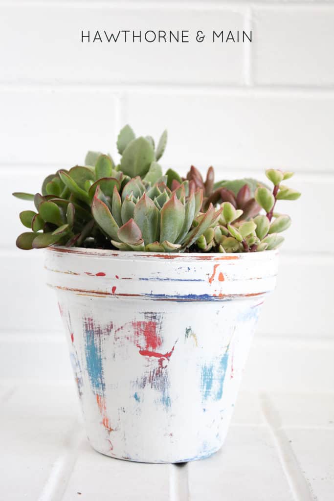 colorful+clay+painted+flower+pot+with+succulents 3