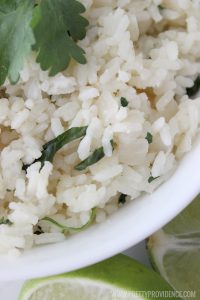 Okay this cilantro lime rice is so delicious! It's made with minute rice too, so it is so easy!