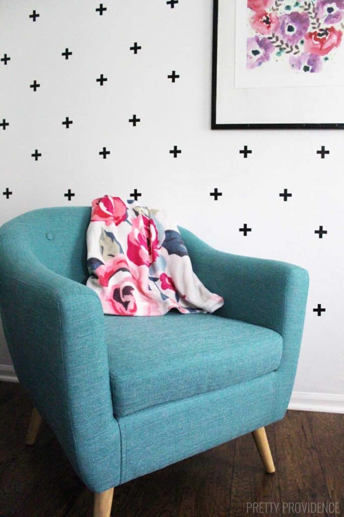 Wall decals with blue chair