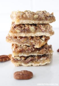 Okay these Pecan bars are AMAZING!! Way better/easier than pecan pie and makes a TON!