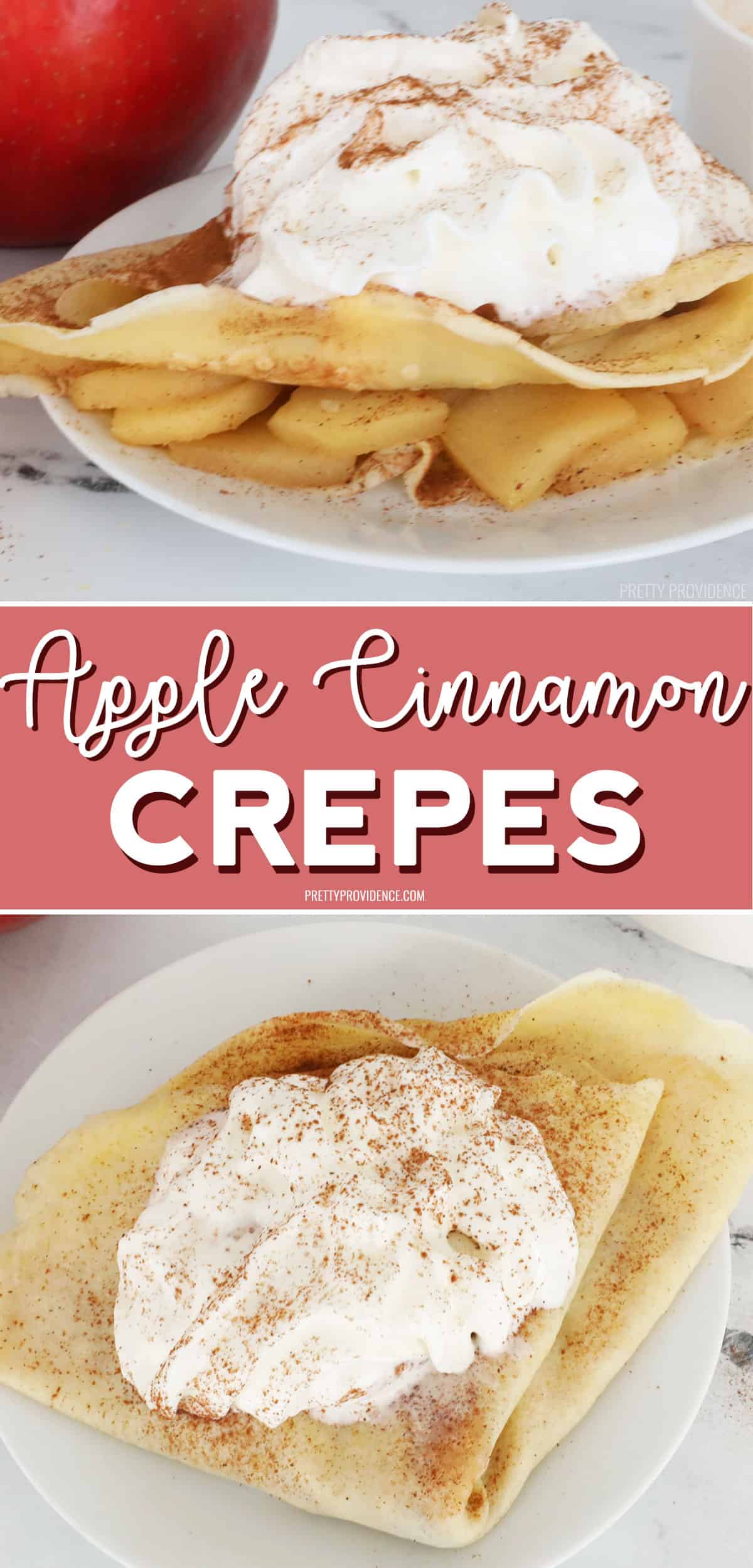 Apple Cinnamon Crepes!!! YUM. This is basically apple pie in crepe form and my whole family LOVES it!!