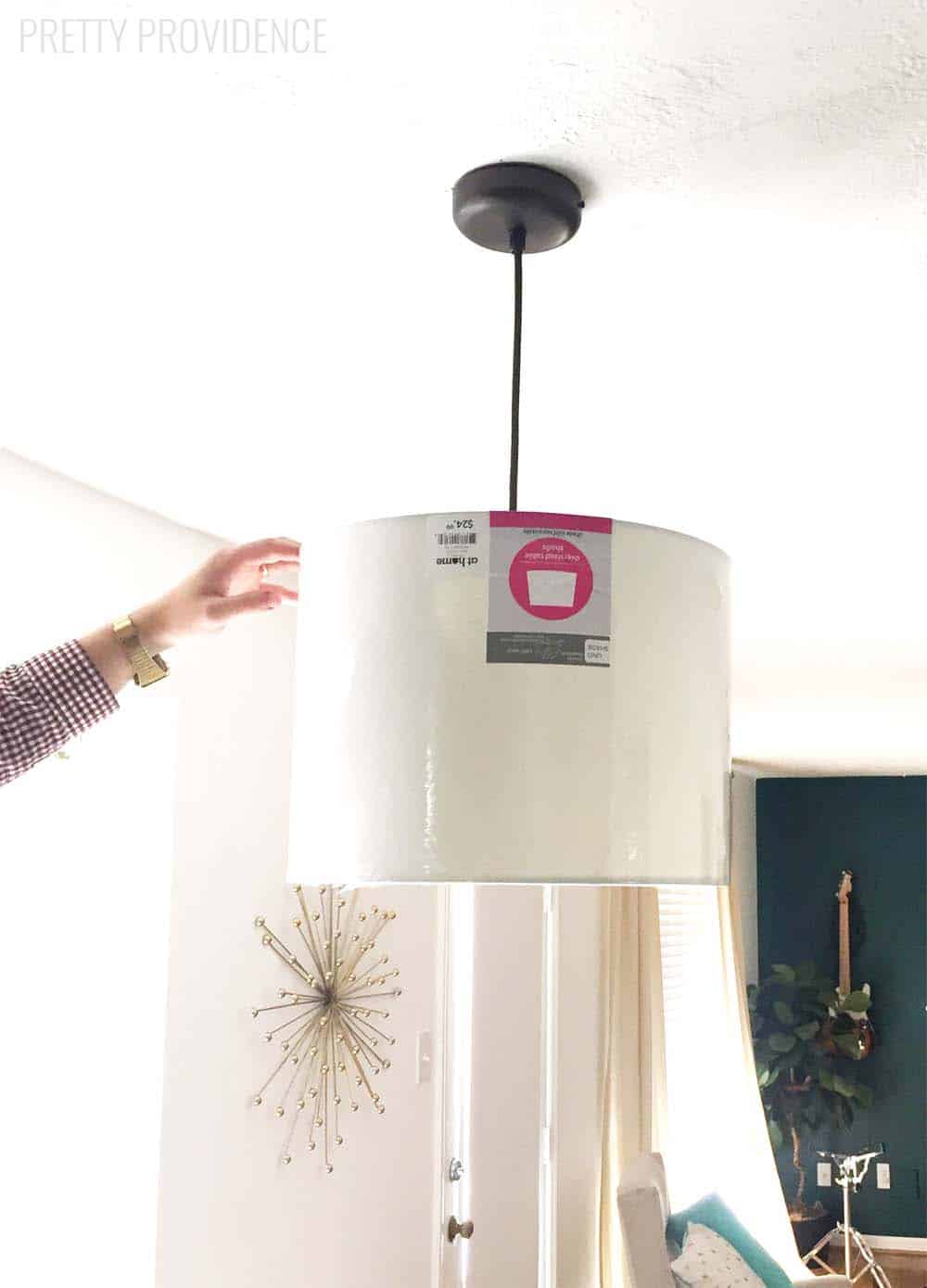 Drum shade pendant light - so EASY and inexpensive! 
