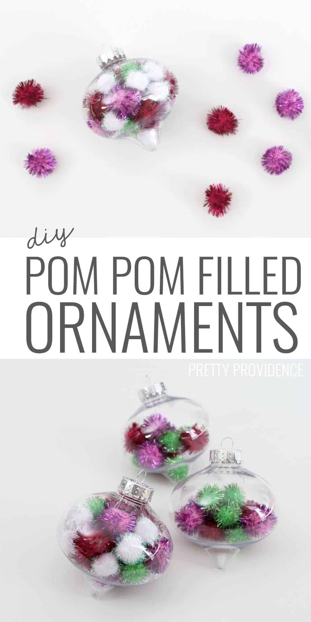 Totally doing this!!! Fun and easy DIY ornament. I LOVE these and you can use whatever colors of pom poms you want!!