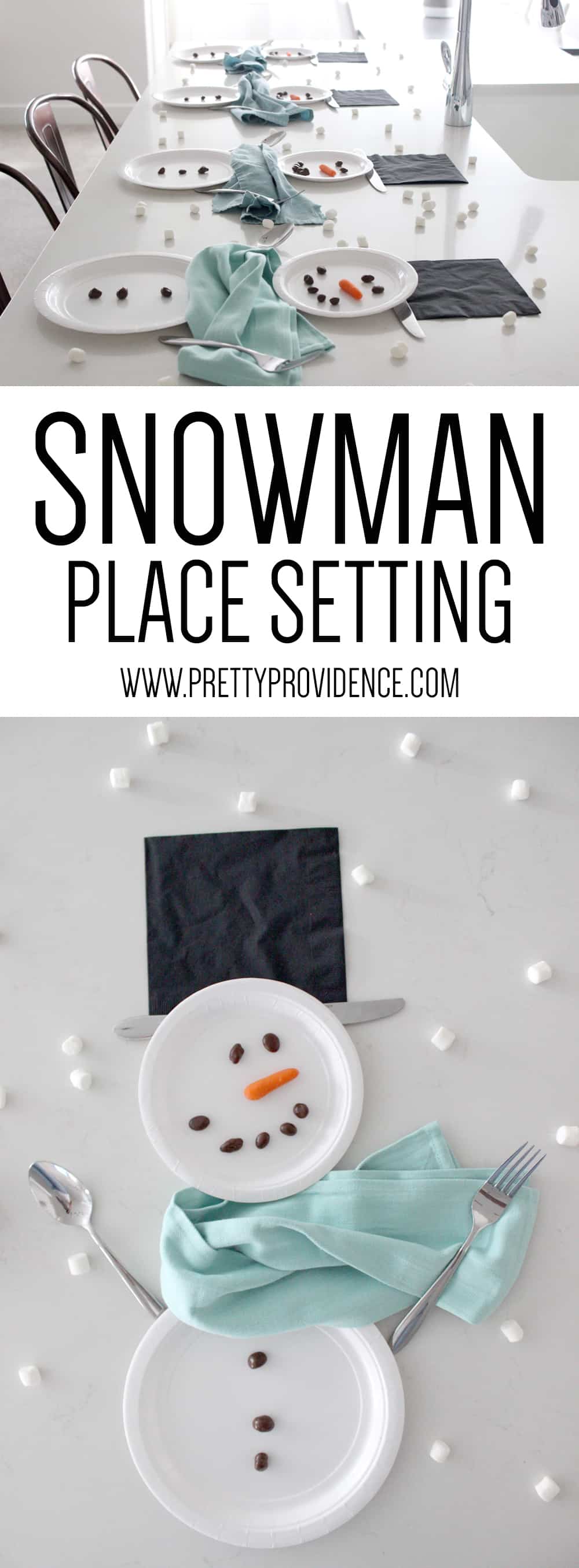 How fun is this easy snowman place setting? So cute and so simple! 