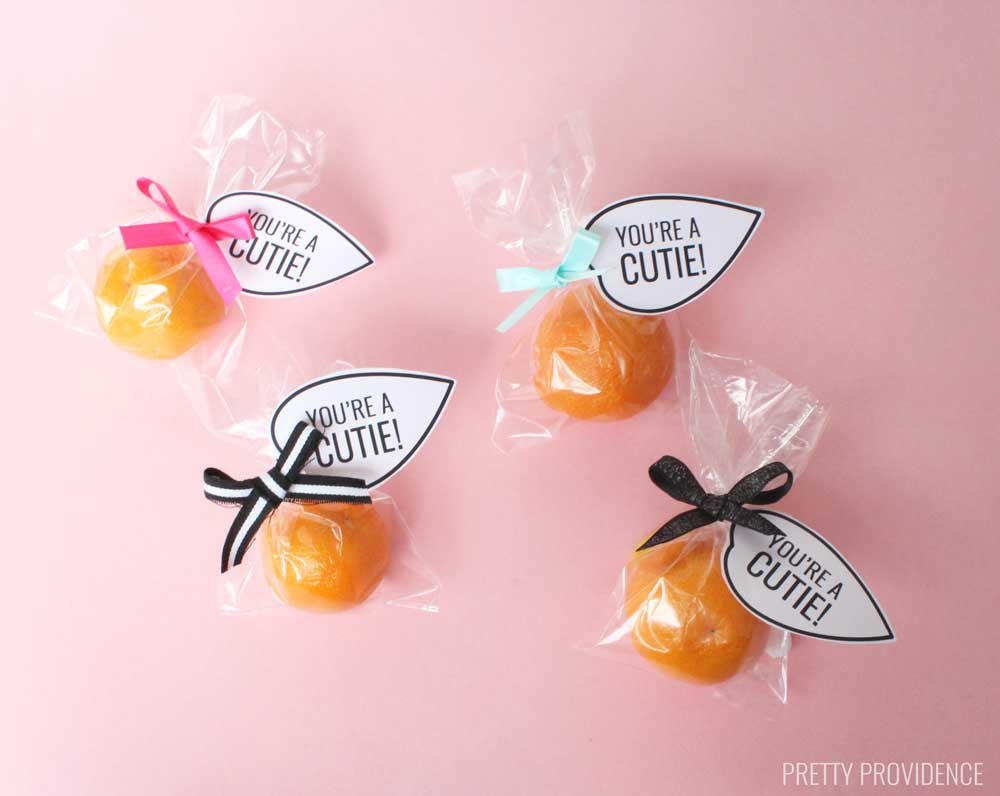 These Cutie Valentine printables go perfectly with a clementine or mandarin orange for a healthy non-candy Valentine idea!