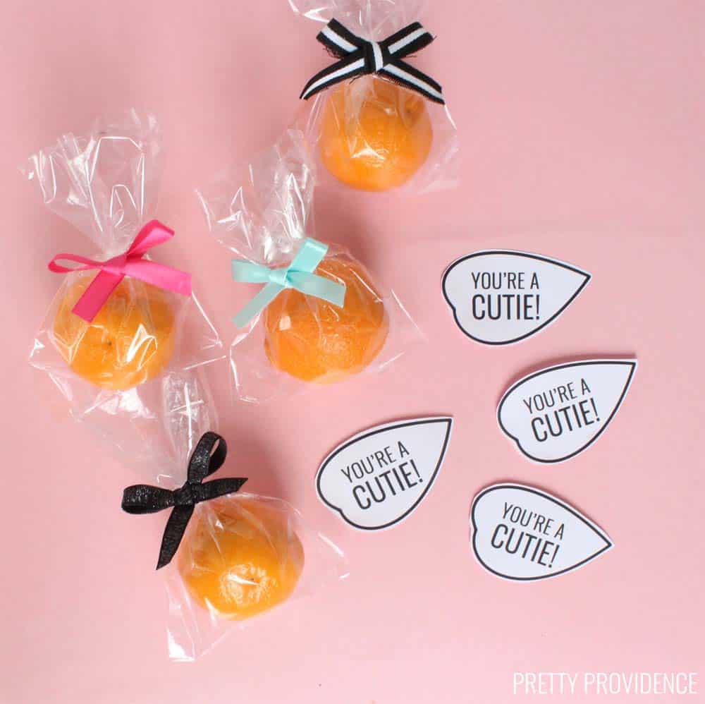 These Cutie Valentine printables go perfectly with a clementine or mandarin orange for a healthy non-candy Valentine idea!