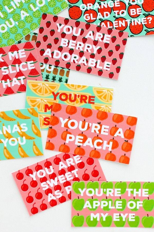 Free Printable Fruity Valentines from You are my Fave