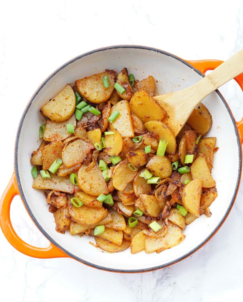 The Best Skillet Fried Potatoes with two secret ingredients that make these extra delicious!