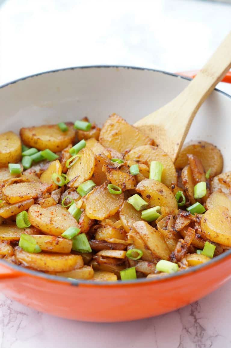 The Best Skillet Fried Potatoes with two secret ingredients that make these extra delicious!