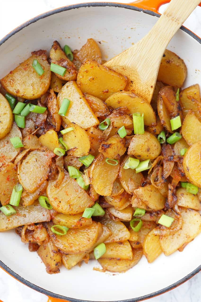 The Best Skillet Fried Potatoes with two secret ingredients that make these extra delicious!