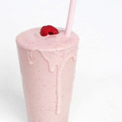 These FRESH raspberry shakes are the best ever! Holy cow. My family begs for them all the time!