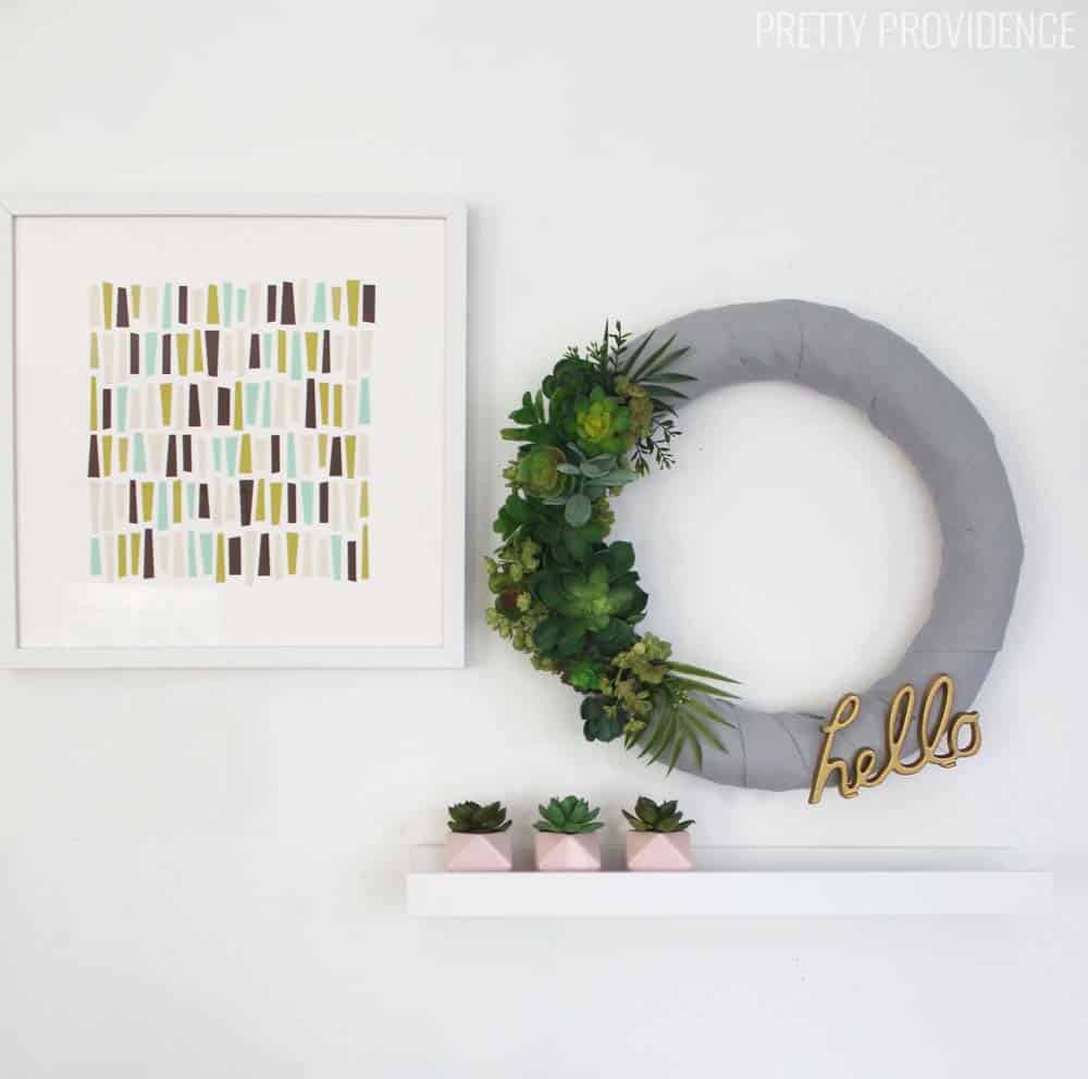 I love this easy, neutral succulent wreath!