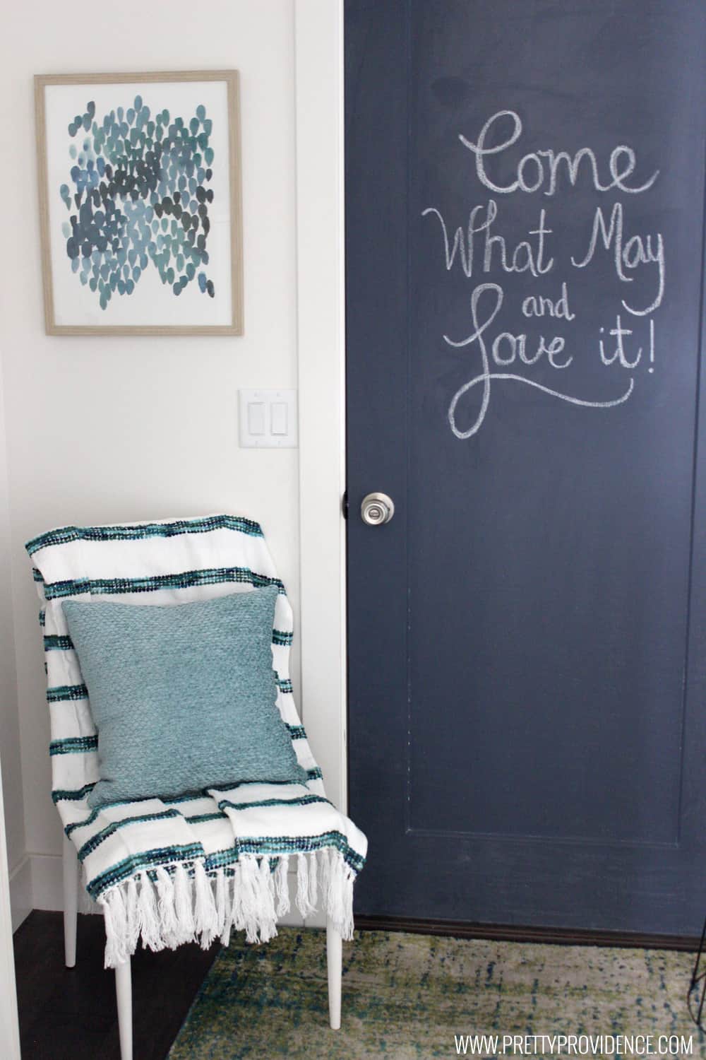 How to paint a chalkboard door! I love this super easy tutorial! So fun for a mudroom, too! 