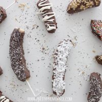 Not only are these frozen chocolate covered bananas easy to make, they are freaking delicious! Such a fun summer treat, and lots better for you than a regular ice cream bar!