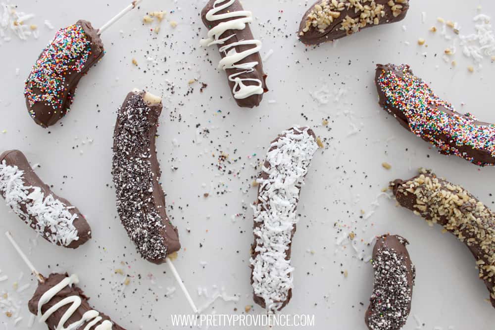 Not only are these frozen chocolate covered bananas easy to make, they are freaking delicious! Such a fun summer treat, and lots better for you than a regular ice cream bar! 