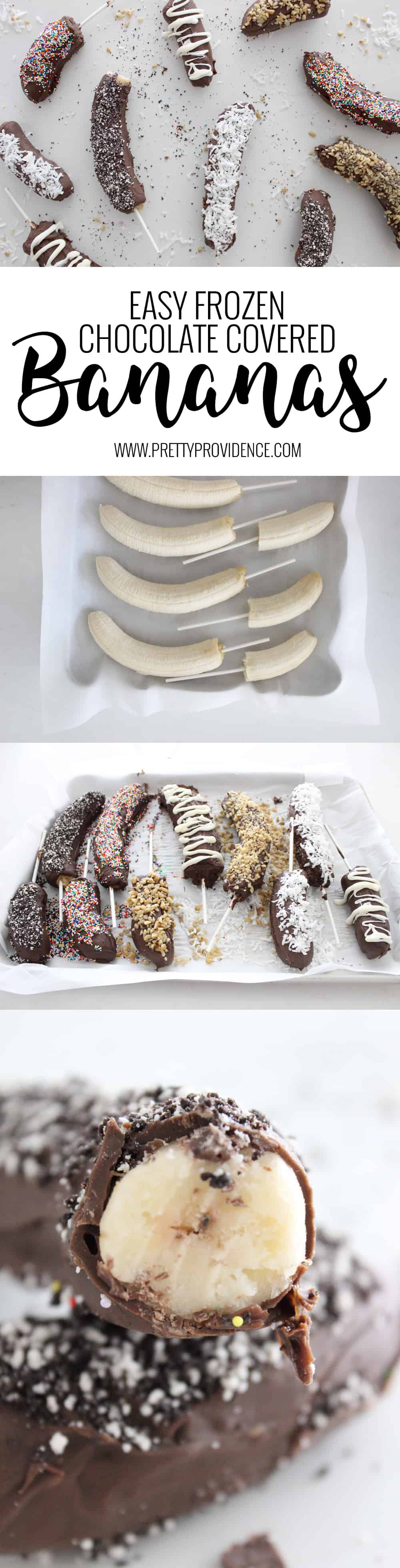 Not only are these frozen chocolate covered bananas easy to make, they are freaking delicious! Such a fun summer treat, and lots better for you than a regular ice cream bar!