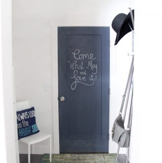 I love this tiny mudroom! Every space in a family house should be fun and functional and this one totally is!