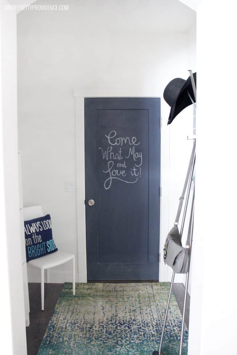 I love this tiny mudroom! Every space in a family house should be fun and functional and this one totally is!
