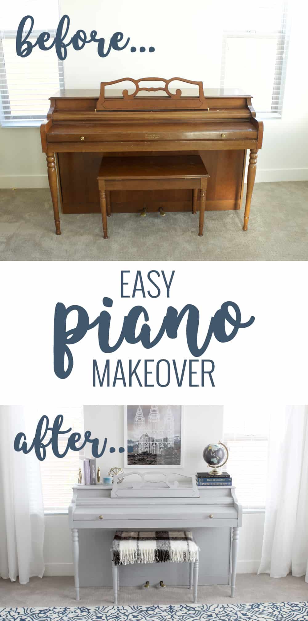 Simple Piano Makeover using Jolie Paint and Wax - Pine and Prospect Home