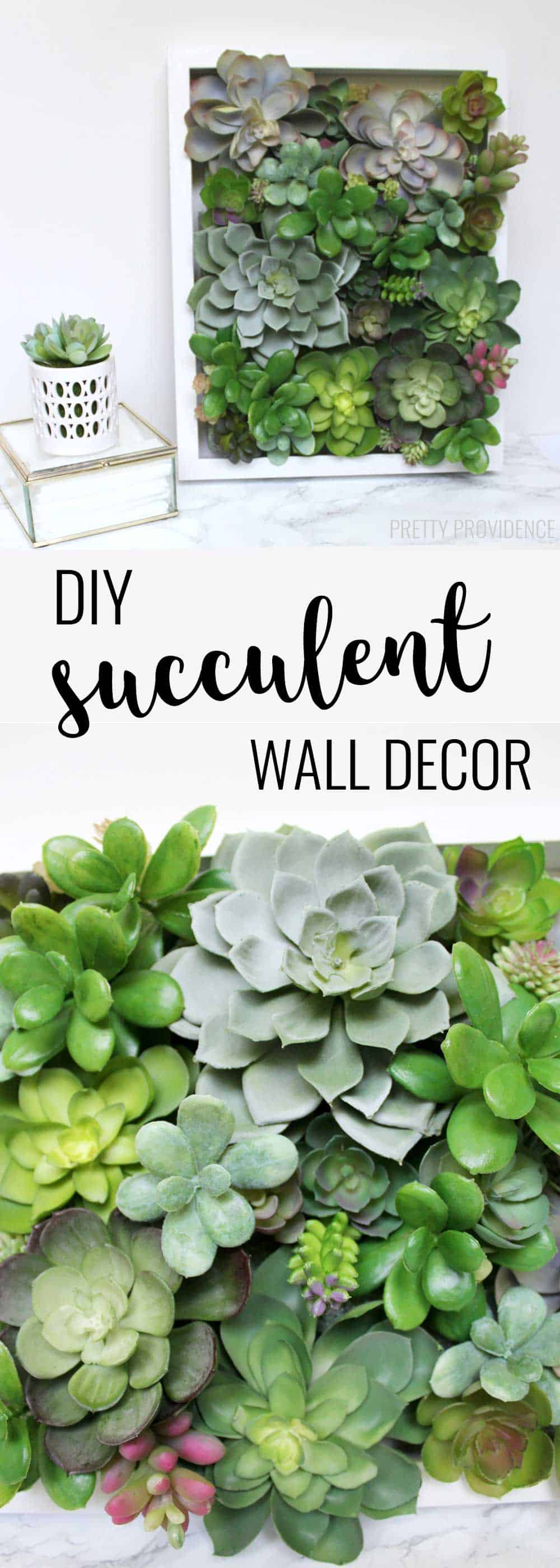 I love decorating with succulents and this easy succulent shadow box decor is perfect! So pretty!