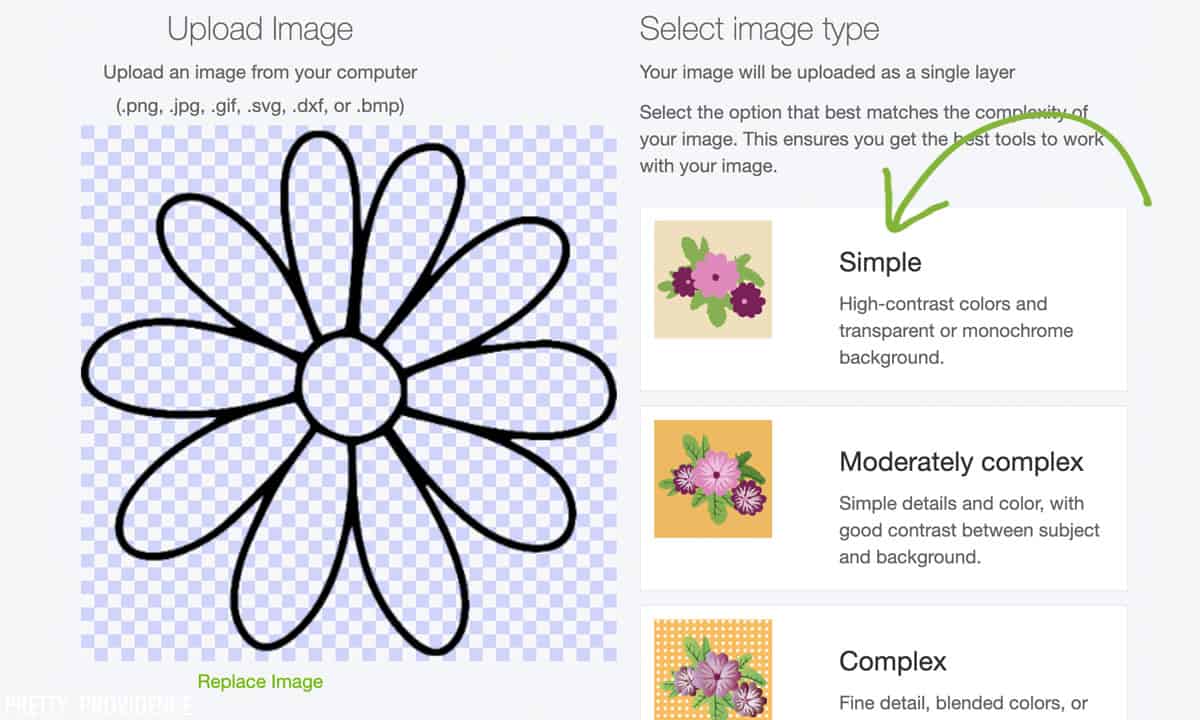 Upload image to Cricut Design Space options screen 