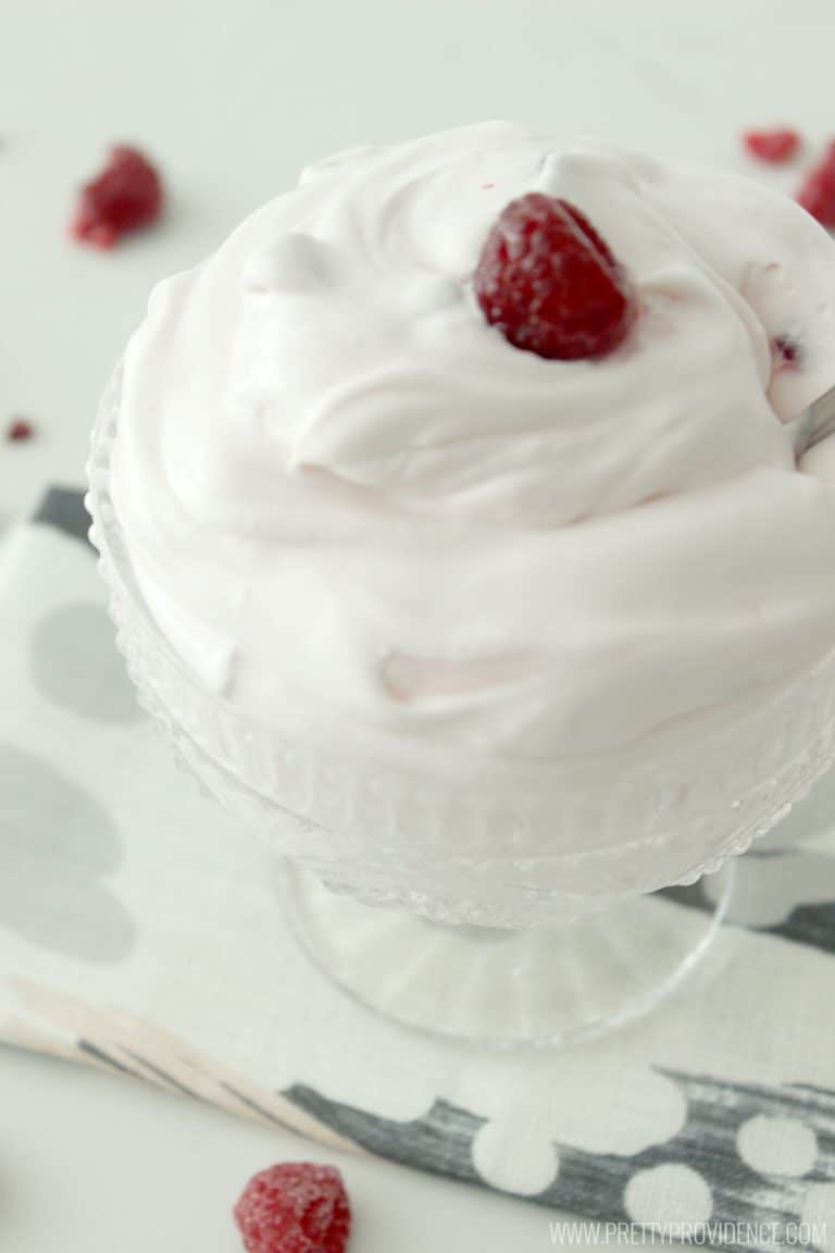 Delicious raspberry fluff! Perfect side for brunch or any BBQ! Everyone always raves about it and it is SO easy to whip up!