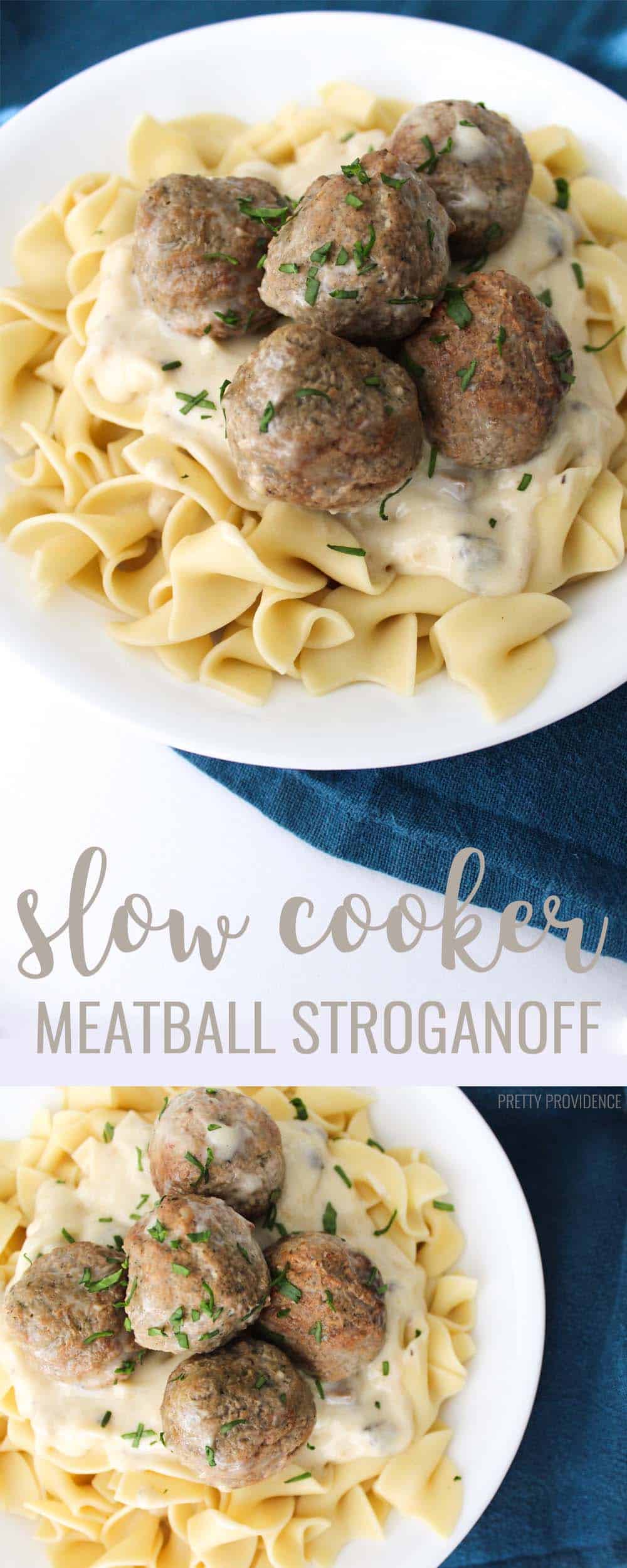 Slow Cooker Meatball Stroganoff! SUPER easy, super delicious! 