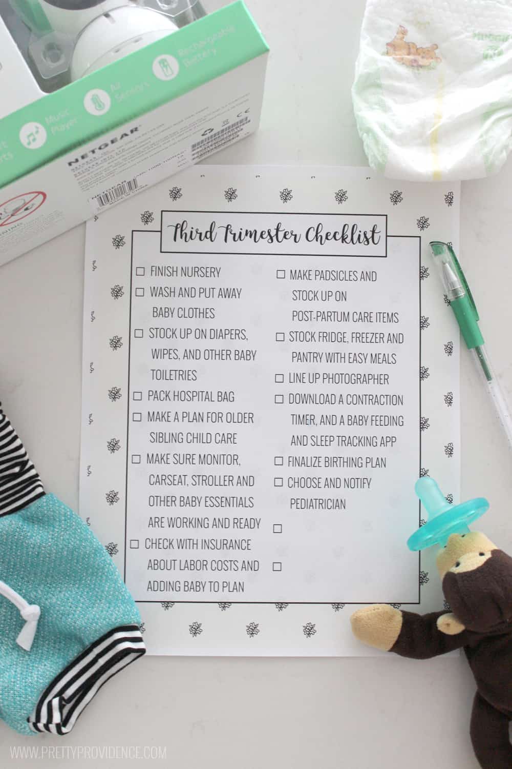 I am loving this third trimester checklist! Leaves off unnecessary items and strips things down to the most essential! A must use! 