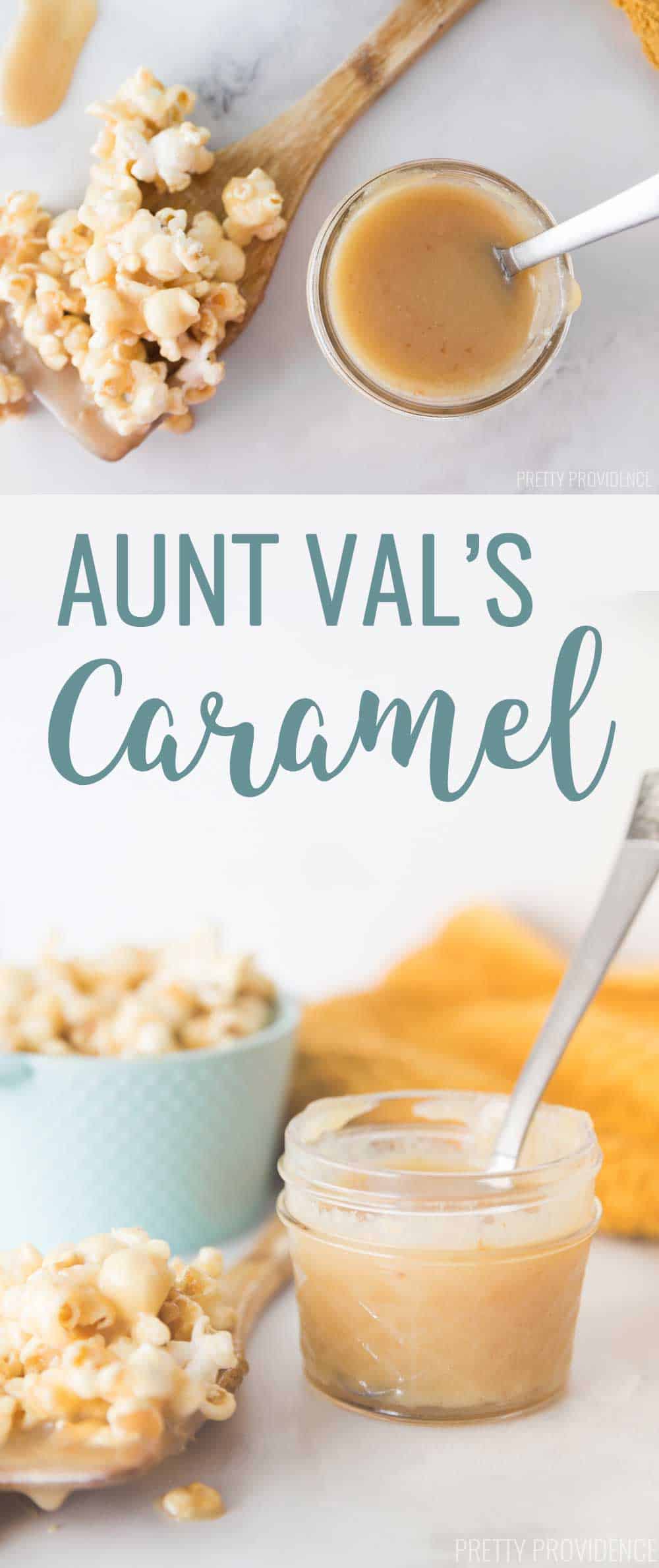 Easy soft caramel recipe for perfect caramel popcorn, ice cream topping or dipping! Only takes four ingredients and a few minutes to make!