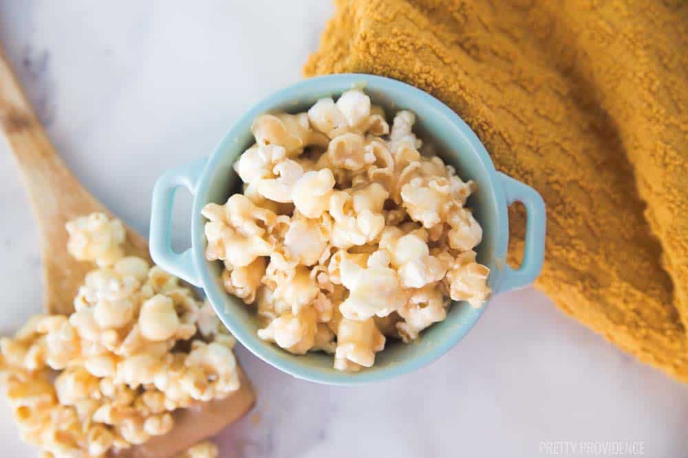 Easy soft caramel recipe for perfect caramel popcorn, ice cream topping or dipping! Only takes four ingredients and a few minutes to make!