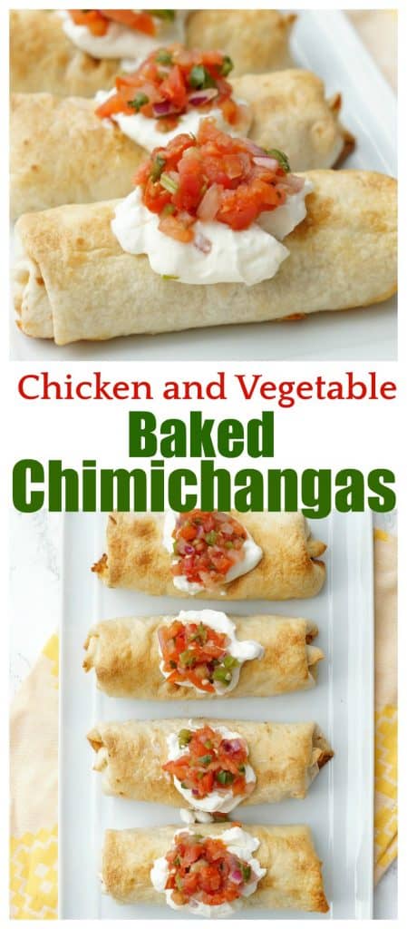 Baked Chicken and Vegetable Chimichangas - Pretty Providence