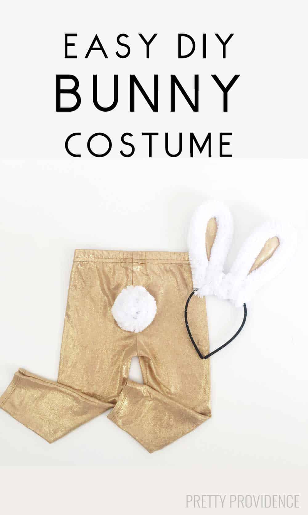 This easy DIY bunny costume is NO SEW, so cute and fast to make! Perfect for toddlers or kids.