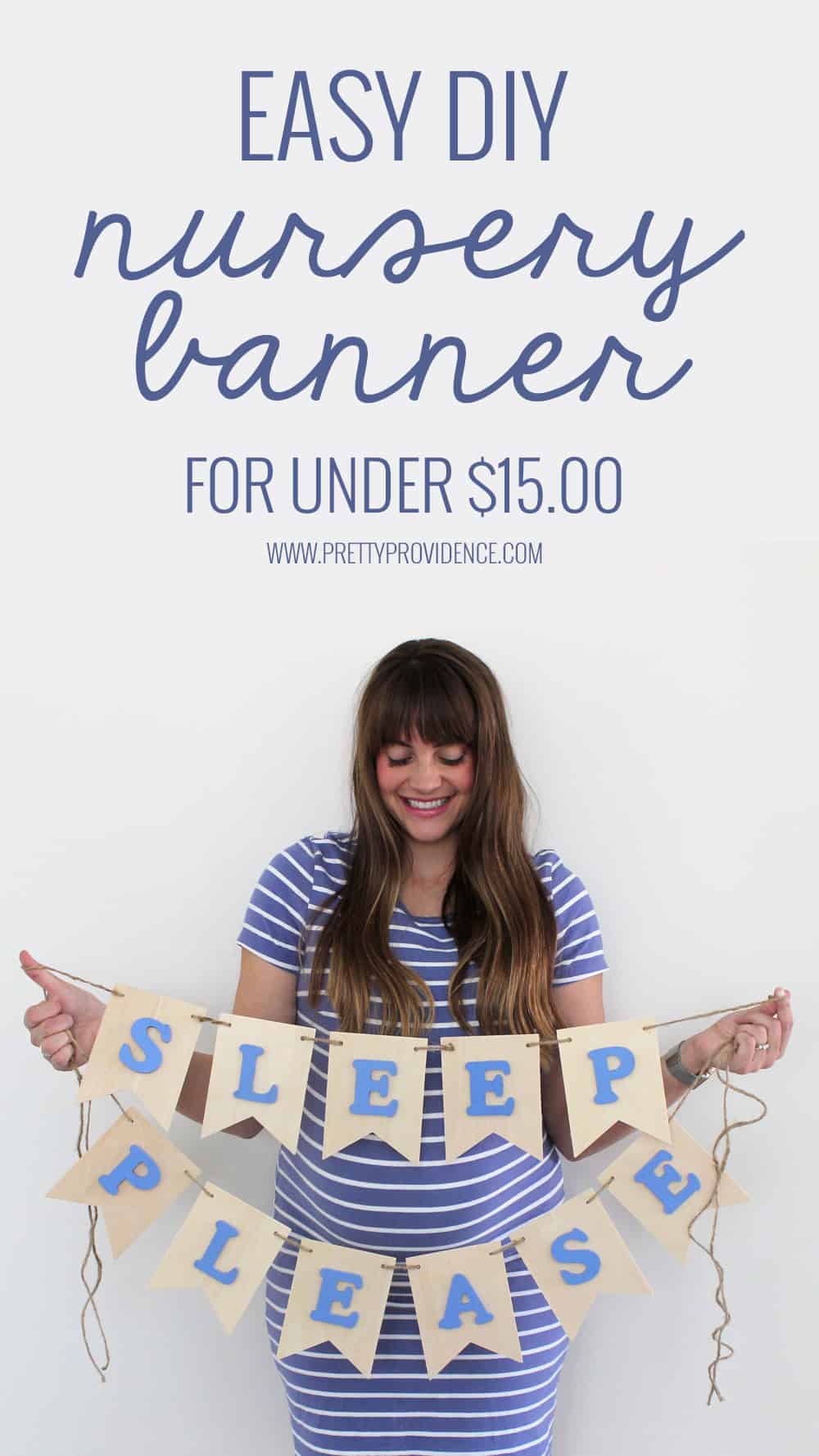 Loving this easy DIY nursery banner for under $15.00! You could totally customize it to say whatever you wanted, too! 