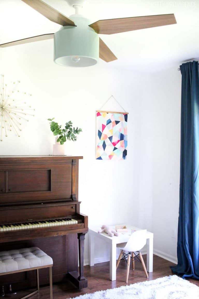 This family room playroom combo is really fun! It's modern, pretty and kid-friendly family room!