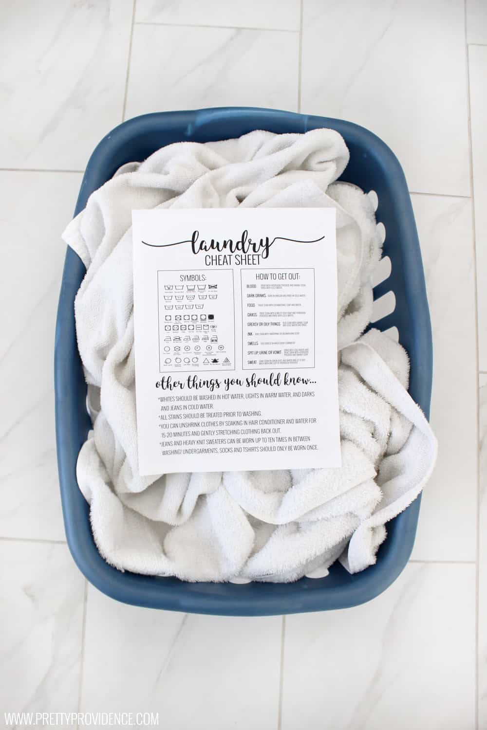 Laundry Tips Cheat Sheet Printable