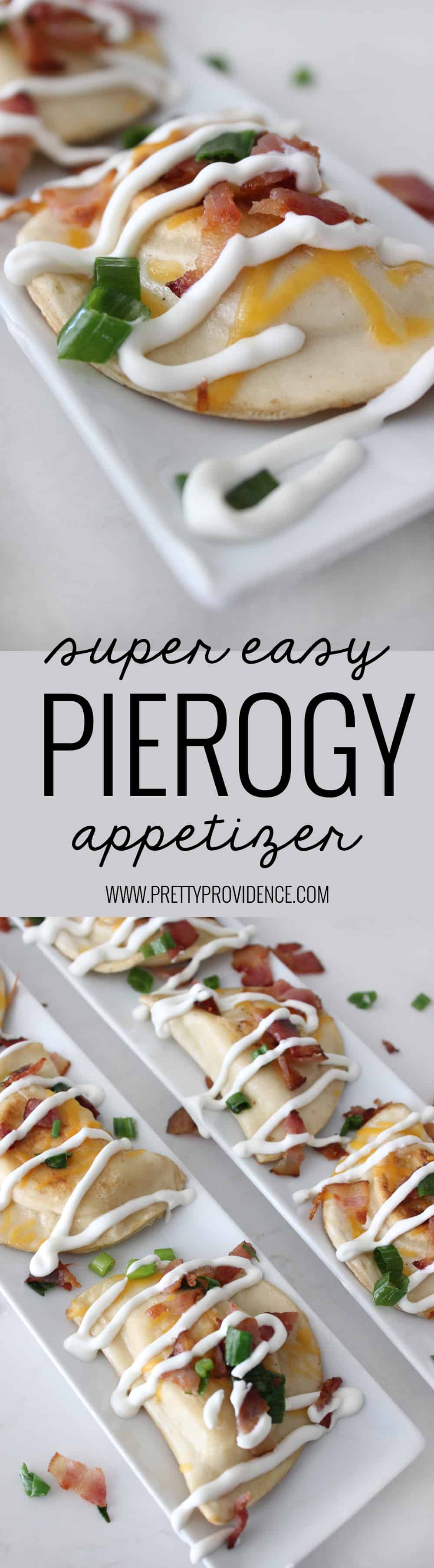 This SUPER EASY Pierogy appetizer is so delicious! Perfect for watching the game with friends or making a date night in of your favorite TV series! 