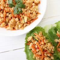 Thai Chicken Lettuce Wraps! These are super low calorie, healthy and SO delicious!