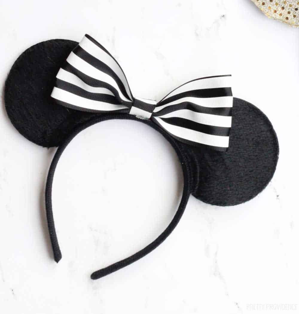 Luv Her Disney Ears - Classic Balck Thick Minnie Ears with Pink Bow - Non Slip Headband - Costume Ears - Hair - Birthday Supply - One Size Fits All