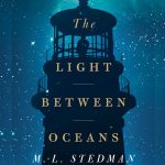 Book cover for 'The Light Between Oceans' a dark lighthouse with a a blue starry background