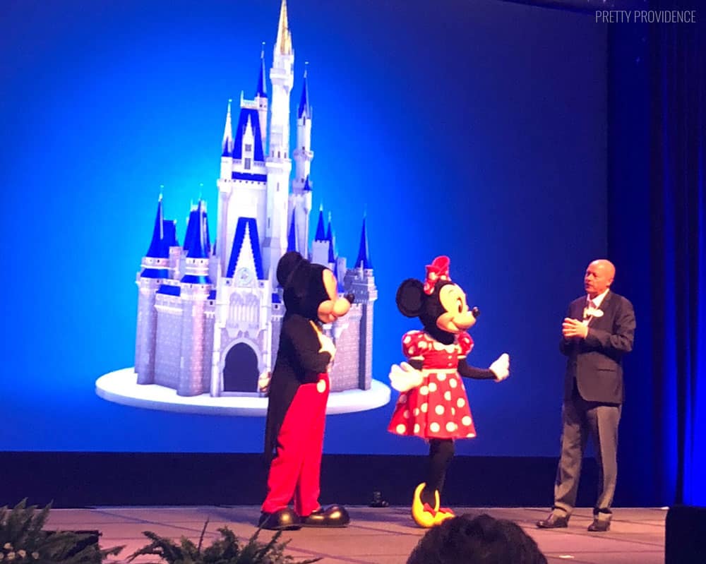 Bob Chapek, Chairman of Walt Disney Parks and Resorts with Mickey and Minnie