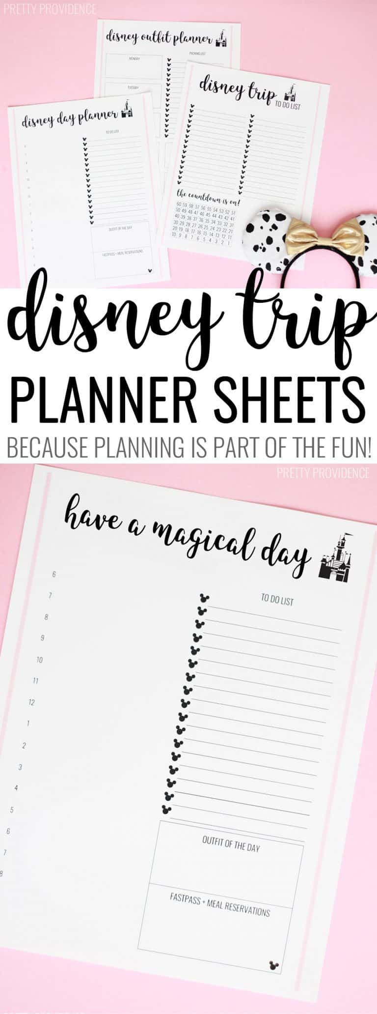 Disney Trip Planner Sheets - Pretty Providence