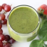 Even my kids drink this fruit and vegetable green smoothie and love it! You don't even notice that there isn't any dairy!