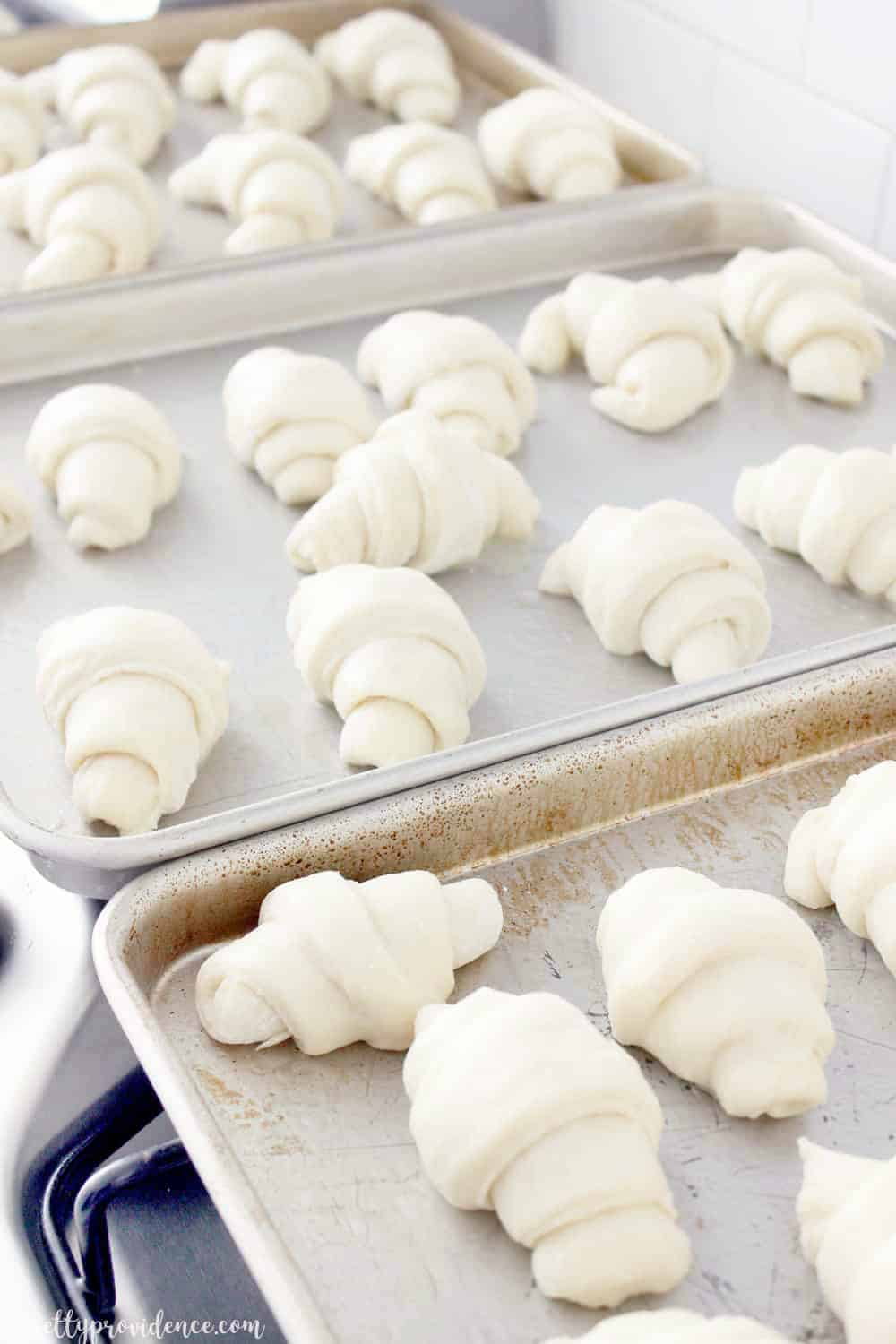 roll dough on sheet pan ready to go into the oven